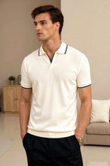 Polo Homme Sans Manches – Coupe Slim Élégante avec Col Classique et Motif Contrasté
