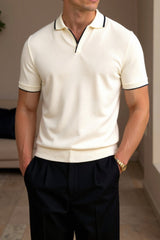 Polo Homme Sans Manches – Coupe Slim Élégante avec Col Classique et Motif Contrasté