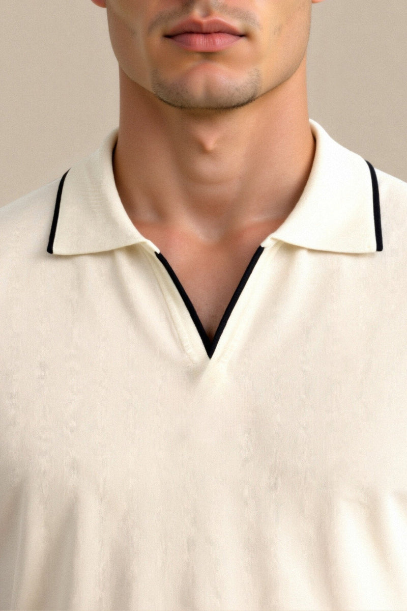 Polo Homme Sans Manches – Coupe Slim Élégante avec Col Classique et Motif Contrasté