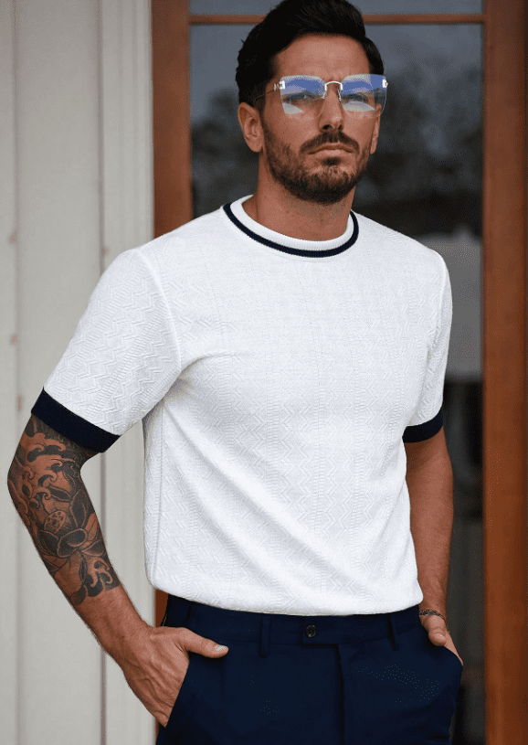 Noam T-Shirt Homme Colorblock – Manches Courtes, Col Rond, Maille Respirante au Style Moderne