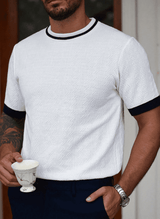 Noam T-Shirt Homme Colorblock – Manches Courtes, Col Rond, Maille Respirante au Style Moderne
