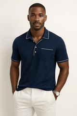 Léo Polo Homme avec Poche Poitrine – Style Intemporel et Confort Léger pour les Journées Chaudes