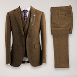 Alaric | Costume Trois Pièces en Tweed à Motif Chevron pour Homme