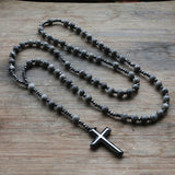 Orion | Men’s Tiger Eye & Lapis Lazuli Cross Rosary Necklace