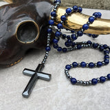 Orion | Men’s Tiger Eye & Lapis Lazuli Cross Rosary Necklace