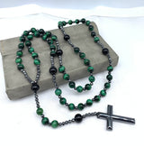 Orion | Men’s Tiger Eye & Lapis Lazuli Cross Rosary Necklace