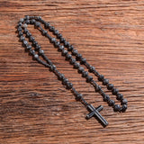 Orion | Men’s Tiger Eye & Lapis Lazuli Cross Rosary Necklace