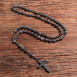 Orion | Men’s Tiger Eye & Lapis Lazuli Cross Rosary Necklace