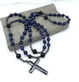 Orion | Men’s Tiger Eye & Lapis Lazuli Cross Rosary Necklace