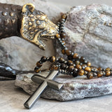 Orion | Men’s Tiger Eye & Lapis Lazuli Cross Rosary Necklace